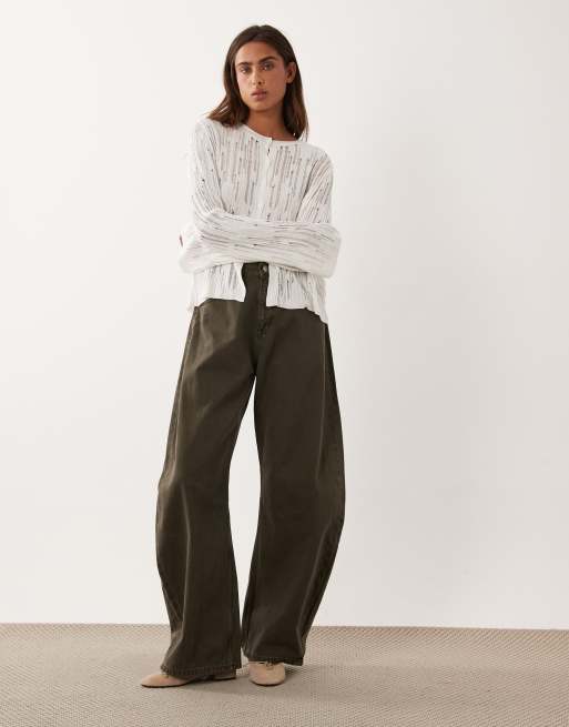ASOS DESIGN langärmlige Strickjacke in Cremeweiß, 3 von 4