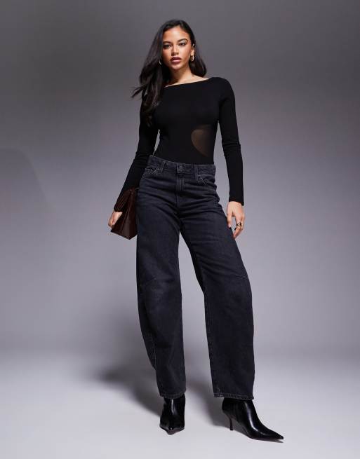 ASOS DESIGN – Langärmliger Body in Schwarz mit Netzstoffeinsatz, 4 von 4