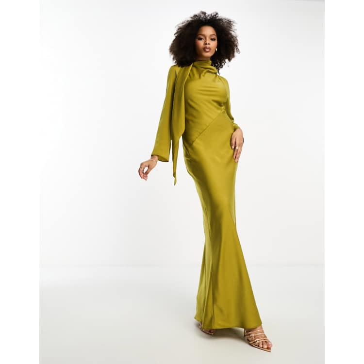 Asos gold maxi dress online