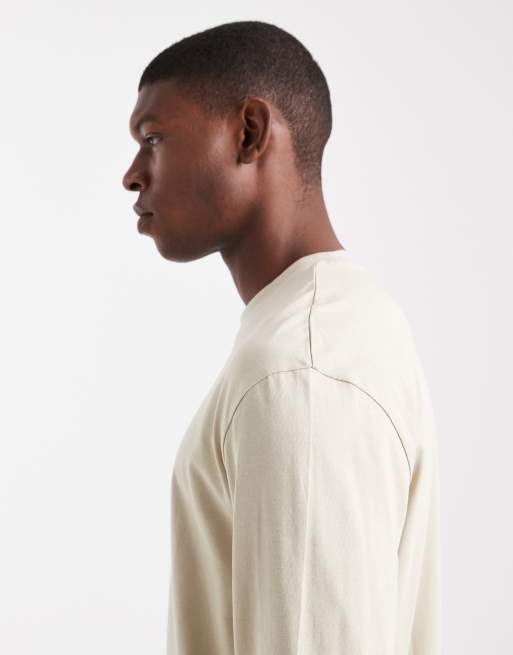 ASOS DESIGN – Langärmliges Basic-T-Shirt in Beige mit lockerem Schnitt, 4 von 5