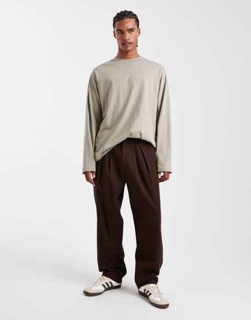 ASOS DESIGN – Langärmliges Basic-T-Shirt in Salbeigrün mit Oversize-Schnitt