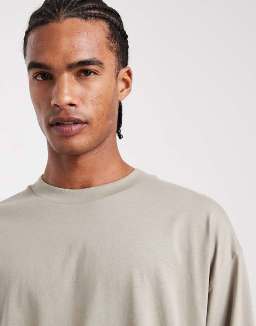 ASOS DESIGN – Langärmliges Basic-T-Shirt in Salbeigrün mit Oversize-Schnitt