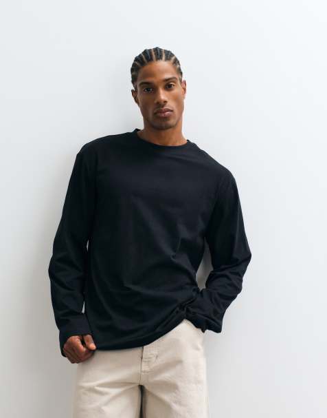 ASOS DESIGN – Langärmliges Basic-T-Shirt in Schwarz mit lockerem Schnitt - view 1