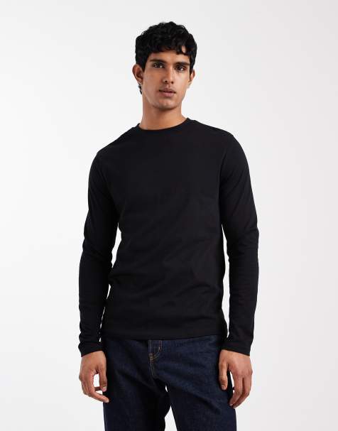 ASOS DESIGN – Langärmliges Basic-T-Shirt in Schwarz - view 1
