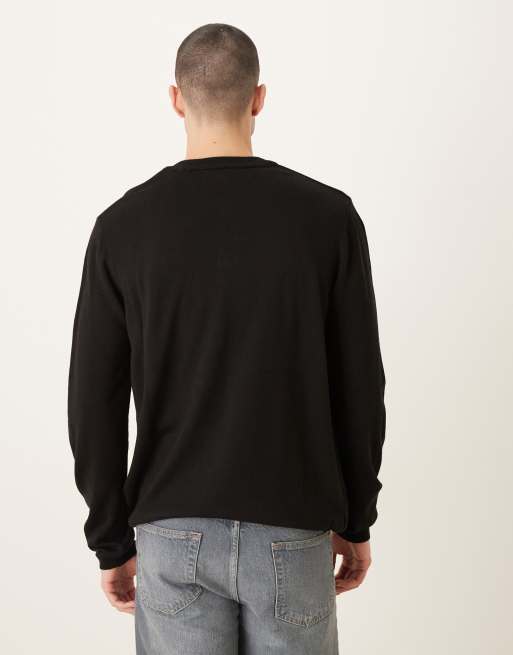 ASOS DESIGN – Langärmliges Henley-T-Shirt aus Strickstoff in Schwarz, 3 von 5
