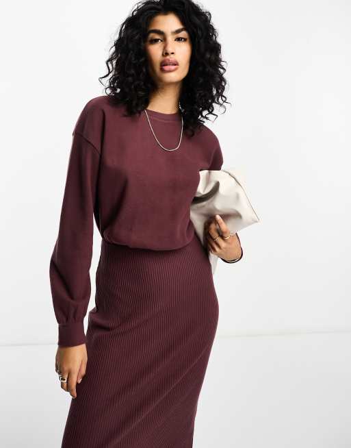 ASOS DESIGN – Langärmliges, hochgeschlossenes Maxikleid in Schokoladenbraun im Blouson-Stil, 3 von 4