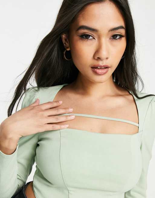 ASOS DESIGN – Weiße Baumwollbluse mit Korsett-Details