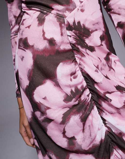 ASOS DESIGN – Langärmliges Midikleid aus Netzstoff mit abstraktem Monochrom-Print und Nahtdetails, 3 von 4