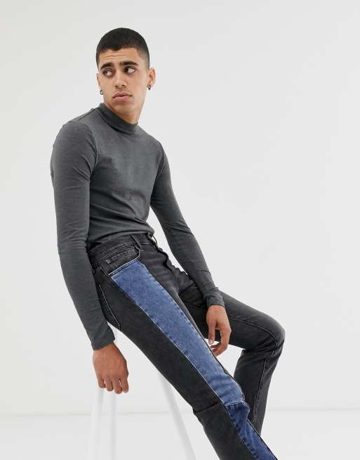 ASOS DESIGN – Langärmliges Muskel-Shirt aus Jersey mit Stehkragen in Anthrazit meliert, 4 von 4