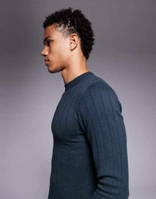 ASOS DESIGN – Langärmliges Muskel-T-Shirt aus Rippstrick in Dunkelgrün , 4 von 5