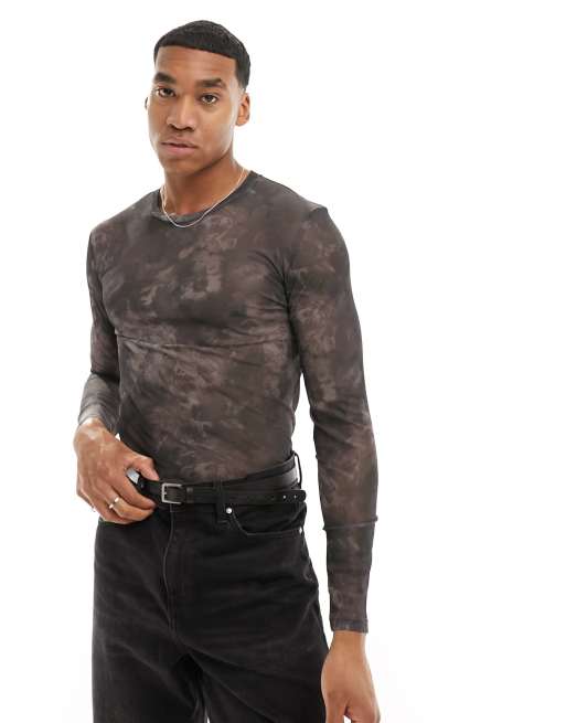 ASOS DESIGN – Langärmliges Muskelshirt mit Blumenmuster