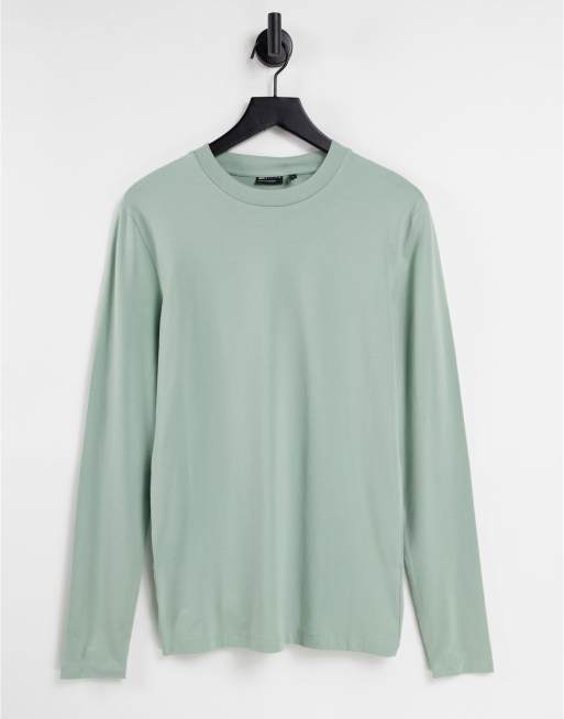 ASOS DESIGN – Langärmliges Muskelshirt mit Rundhalsausschnitt in Hellgrün