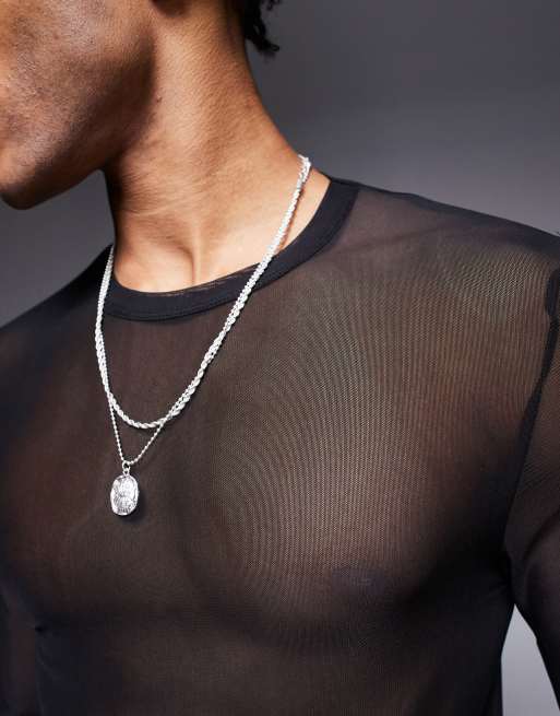 ASOS DESIGN – Langärmliges Netzstoff-Shirt in Schwarz mit körperbetontem Schnitt , 4 von 4
