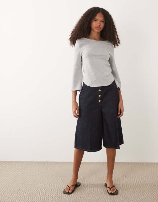 ASOS DESIGN – Langärmliges Oberteil in Grau mit U-Boot-Ausschnitt, 4 von 4