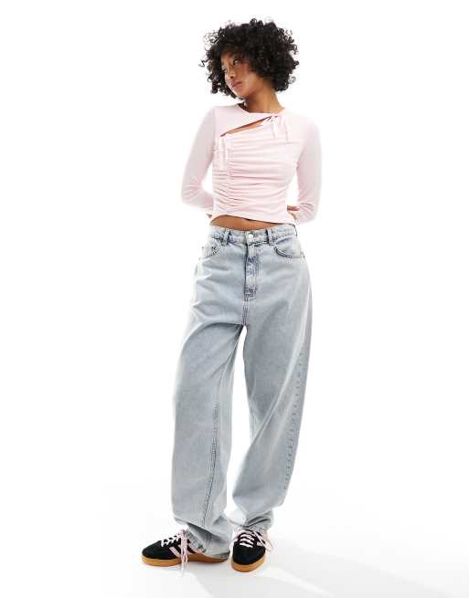 ASOS DESIGN – Langärmliges Oberteil in Rosa mit Zierausschnitt und Schleifendetail, 4 von 4