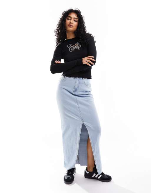 ASOS DESIGN – Langärmliges Oberteil in Schwarz mit verziertem Schmetterling-Print, 3 von 4