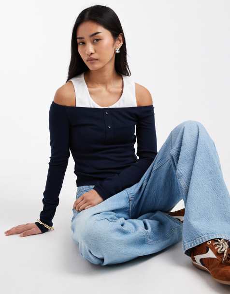 ASOS DESIGN – Langärmliges Oberteil mit Trägershirt als Schicht unten drunter - view 1