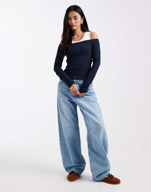 ASOS DESIGN – Langärmliges Oberteil mit Trägershirt als Schicht unten drunter, 2 von 4