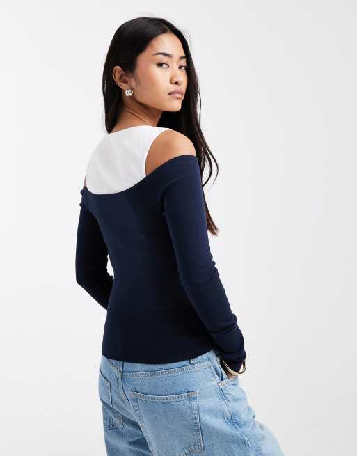 ASOS DESIGN – Langärmliges Oberteil mit Trägershirt als Schicht unten drunter, 3 von 4