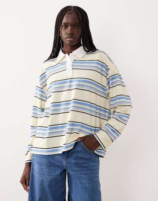 ASOS DESIGN - Langärmliges Oversize-Hemd mit Kragen und bunten Streifen