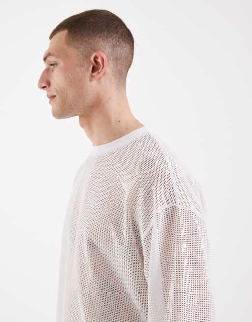 ASOS DESIGN – Langärmliges Oversize-Shirt aus strukturiertem Stoff in Weiß, 4 von 5