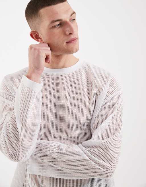 ASOS DESIGN – Langärmliges Oversize-Shirt aus strukturiertem Stoff in Weiß, 5 von 5