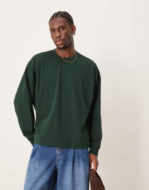 ASOS DESIGN – Langärmliges Oversize-Shirt in Grün - view 1