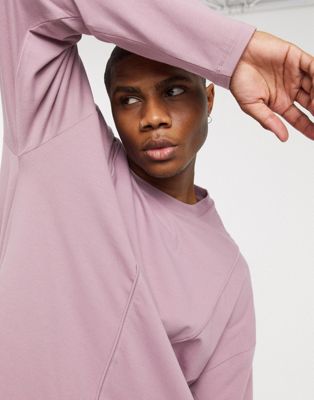 ASOS DESIGN – Langärmliges Oversize-Shirt in Violett mit Ziernähten-Lila