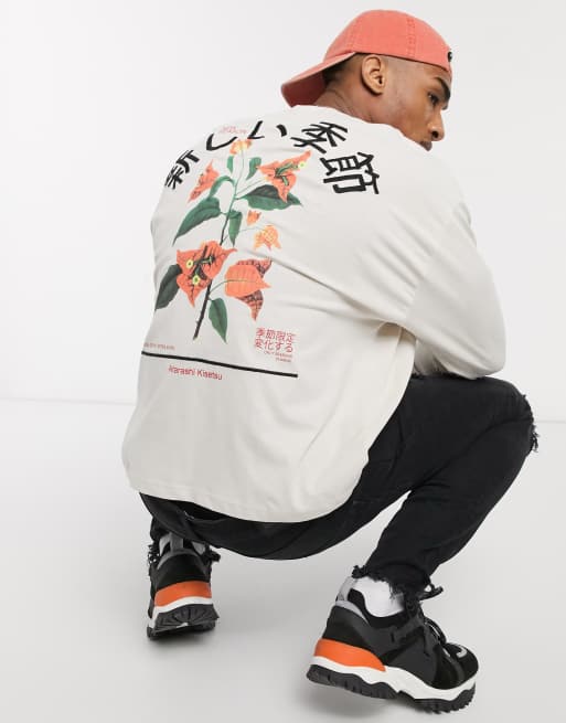 Asos Design Langarmliges Oversize Shirt Mit Grosser Stickerei Vorne Und Hinten Und Ma1 Tasche Asos