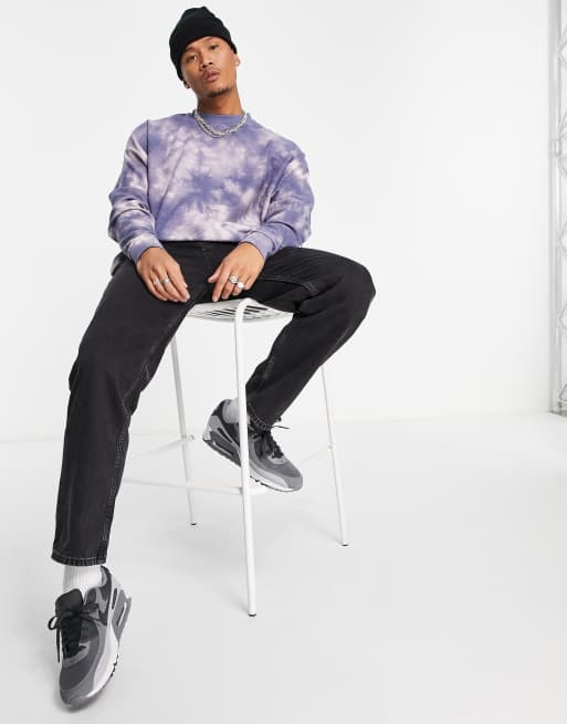 ASOS DESIGN – Langärmliges Oversize-Shirt mit Waffelstruktur und lila Batikmuster , 3 von 4