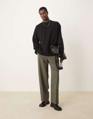 ASOS DESIGN – Langärmliges Oversize-T-Shirt aus hochwertigem Interlock-Stoff in Schwarz - view 1