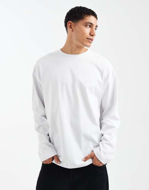 ASOS DESIGN – Langärmliges Oversize-T-Shirt aus schwerem Material in Weiß - view 1