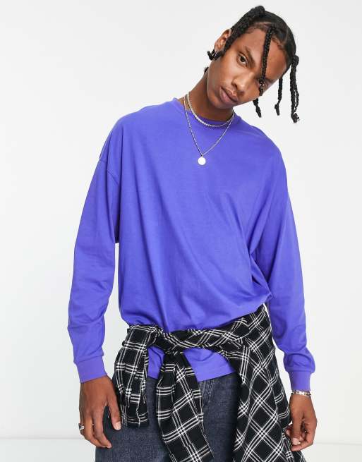 ASOS DESIGN – Langärmliges Oversize-T-Shirt in Blau