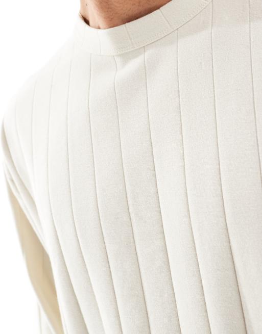 ASOS DESIGN – Langärmliges Oversize-T-Shirt in Weiß mit kastigem Schnitt und Rippenstruktur, 3 von 4