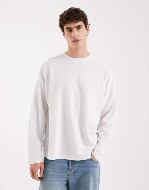 ASOS DESIGN – Langärmliges Oversize-T-Shirt in Weiß mit verschwommenem Blumen-Grafikprint, 3 von 5