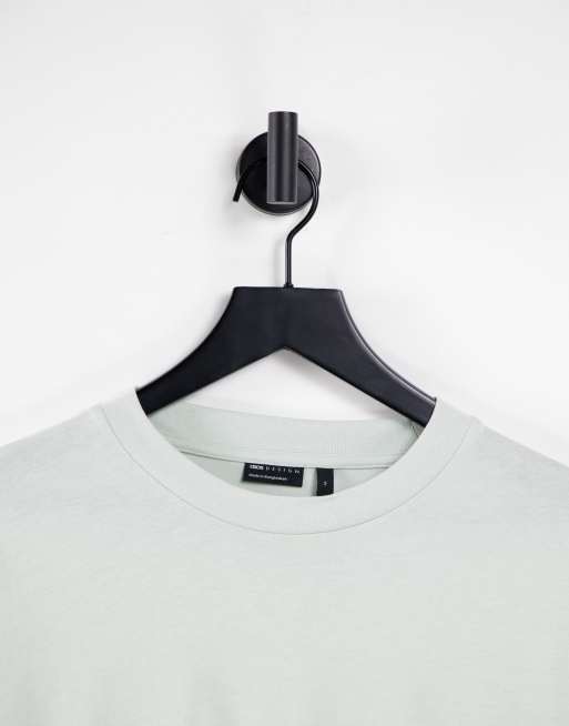 ASOS DESIGN – Langärmliges Oversized-Shirt in gebrochenem Weiß mit Statuen-Rückenprint in Blau, 4 von 4