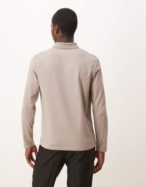 ASOS DESIGN – Langärmliges Polohemd in Steinbeige, 3 von 5