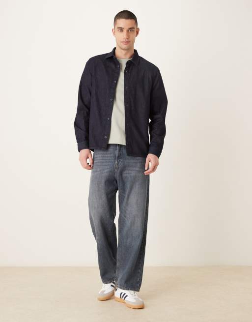 ASOS DESIGN – Langärmliges Regular-Fit-Jeanshemd in Indigoblau , 2 von 5