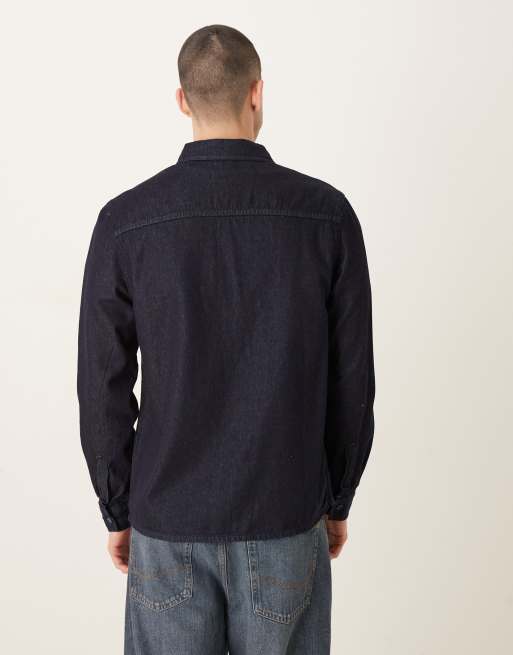 ASOS DESIGN – Langärmliges Regular-Fit-Jeanshemd in Indigoblau , 4 von 5
