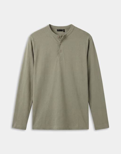 ASOS DESIGN – Langärmliges Relaxed-Fit-Henley-Shirt in grüner Waschung, 6 von 7