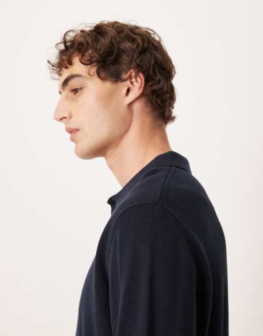 ASOS DESIGN – Langärmliges Relaxed-Fit-Polohemd aus Strick in Marineblau, 4 von 5