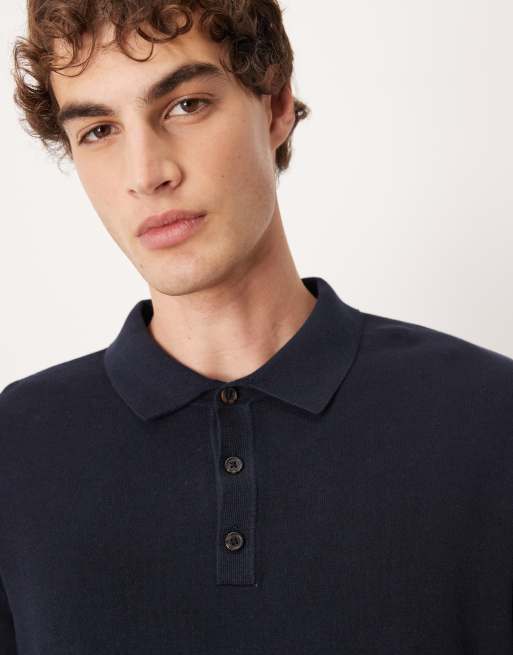 ASOS DESIGN – Langärmliges Relaxed-Fit-Polohemd aus Strick in Marineblau, 5 von 5