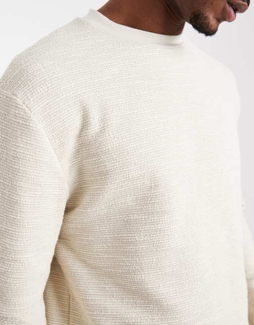 ASOS DESIGN – Langärmliges Relaxed-Fit-T-Shirt aus Bouclé in Beige , 4 von 5