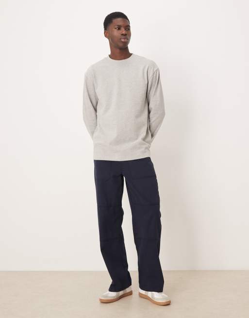 ASOS DESIGN – Langärmliges Relaxed-Fit-T-Shirt aus Bouclé in grau meliert , 2 von 5