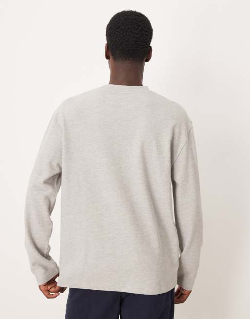 ASOS DESIGN – Langärmliges Relaxed-Fit-T-Shirt aus Bouclé in grau meliert , 3 von 5
