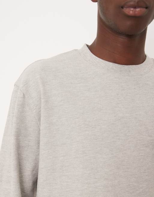 ASOS DESIGN – Langärmliges Relaxed-Fit-T-Shirt aus Bouclé in grau meliert , 5 von 5