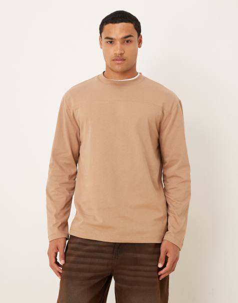 ASOS DESIGN – Langärmliges Relaxed-Fit-T-Shirt aus schwerem Stoff in Braun - view 1