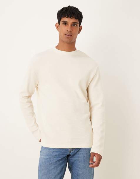 ASOS DESIGN – Langärmliges Relaxed-Fit-T-Shirt in Cremeweiß mit Waffelstruktur - view 1