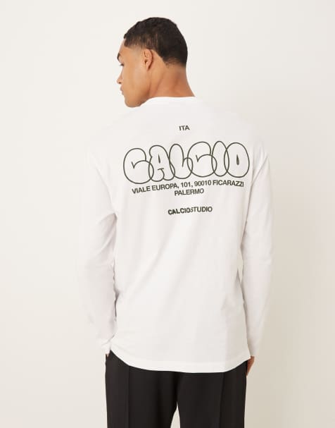 ASOS DESIGN – Langärmliges Relaxed-Fit-T-Shirt in Weiß mit Rückenprint - view 1