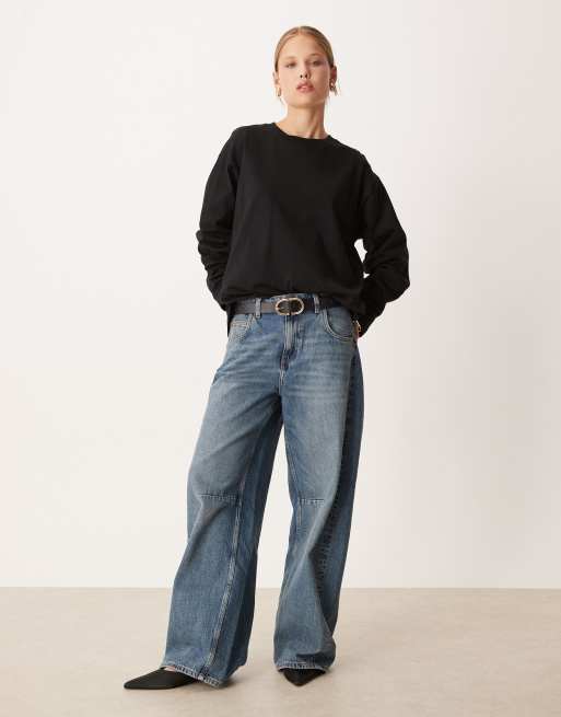 ASOS DESIGN – Langärmliges Shirt in Schwarz mit verdrehter Rückseite, 3 von 4